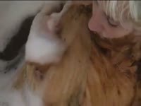 [ Shit Fetish XXX Movie ] mature blonde baths in husband's shit and piss